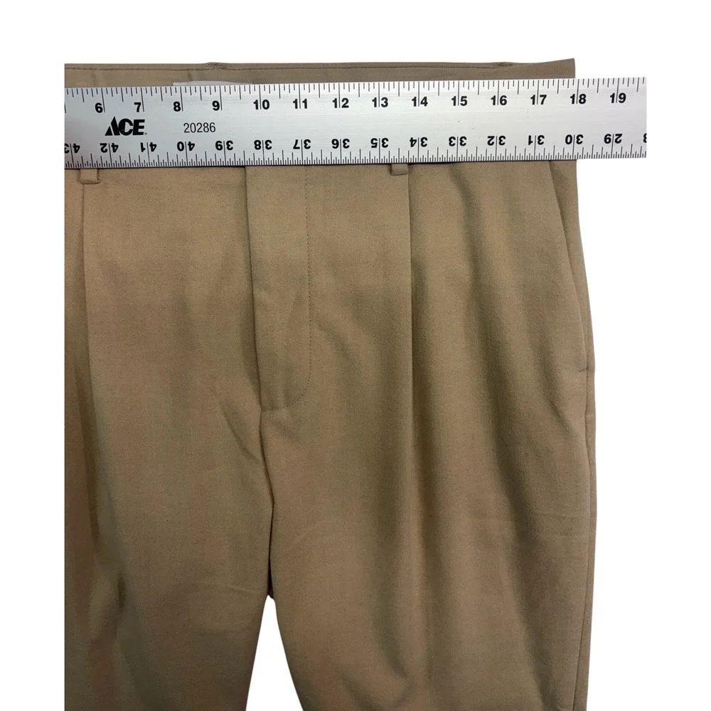 Banana Republic 34x28 Tan Brushed Pleated Pants Trousers Wool Blend Modern